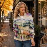 Birgit™ | Cardigan with Watercolor Landscape
