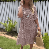 Zora | Sand Short-Sleeve Midi Dress