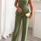 Bria | Sleeveless Buttoned Two-Piece Set