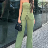 Bria | Sleeveless Buttoned Two-Piece Set