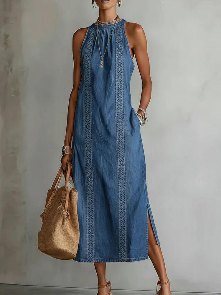 Greta - Denimkleid mit Retro-Spitze