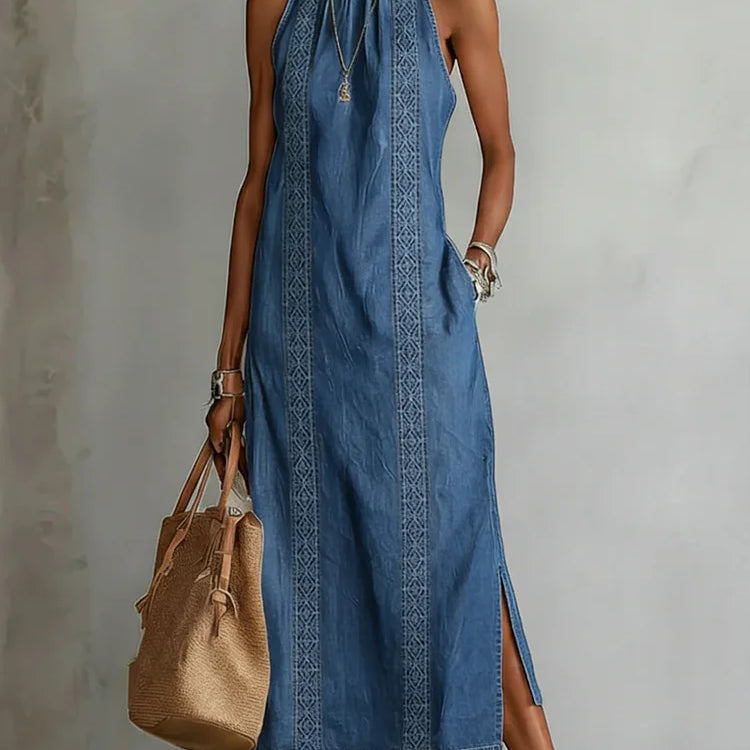 Greta - Denim Dress with Retro Lace
