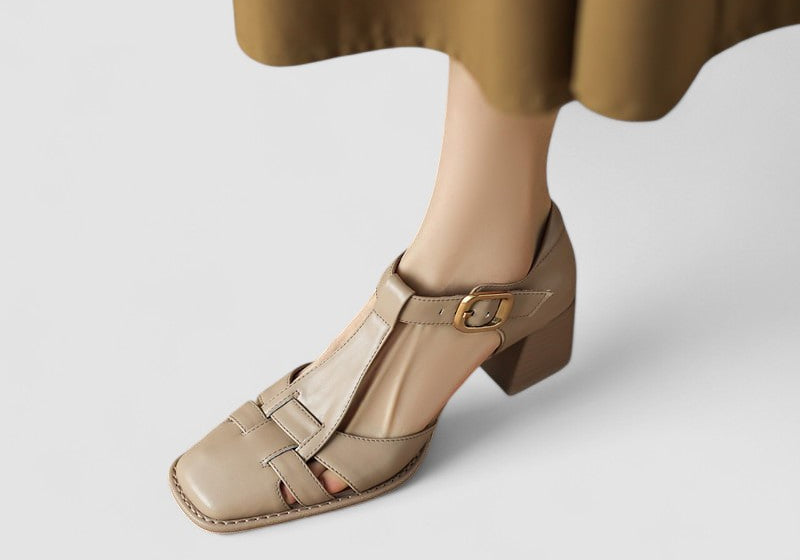 Elyxiana | Orthopaedic Block Heels with T-Strap