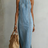 Greta - Denimkleid mit Retro-Spitze