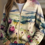 Birgit™ | Cardigan with Watercolor Landscape