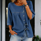 Erika - Vintage Denim Bluse Lang
