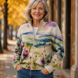 Birgit™ | Cardigan with Watercolor Landscape