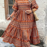Joraine | Flowing Ethnic Print Dress