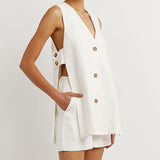 Fiona | Sleeveless Buttoned Set
