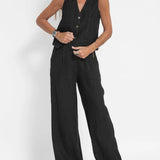 Aira | Buttoned Waistcoat & Wide-Leg Trousers Set