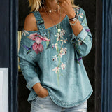 Elsbeth - Denim-Top mit Freiliegenden Schultern