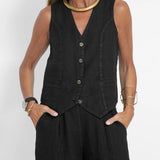 Aira | Buttoned Waistcoat & Wide-Leg Trousers Set