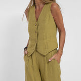 Aira | Buttoned Waistcoat & Wide-Leg Trousers Set