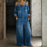 Alwine - Denim Jumpsuit mit schulterfreien Trägern