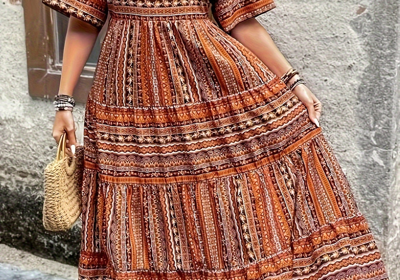 Joraine | Flowing Ethnic Print Dress
