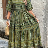 Joraine | Flowing Ethnic Print Dress