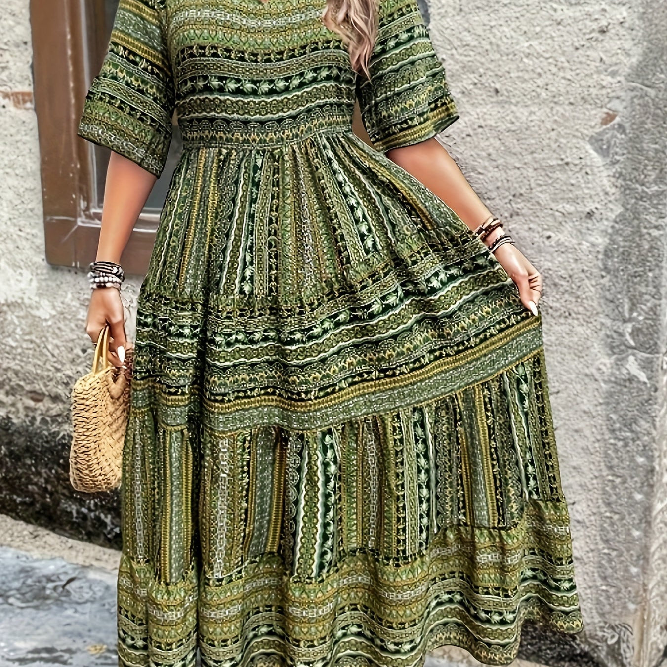 Joraine | Flowing Ethnic Print Dress