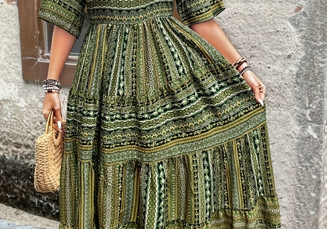 Joraine | Flowing Ethnic Print Dress