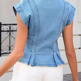 Dorothea - Denim-Top mit V-Ausschnitt