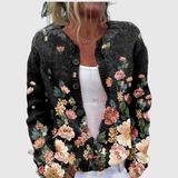 Christa™ | Cardigan with Roses on Black