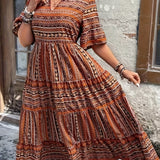 Joraine | Flowing Ethnic Print Dress