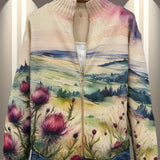 Birgit™ | Cardigan with Watercolor Landscape