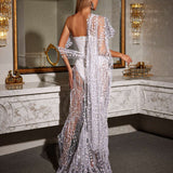 Bailee Split Sequin Maxi Dress In White