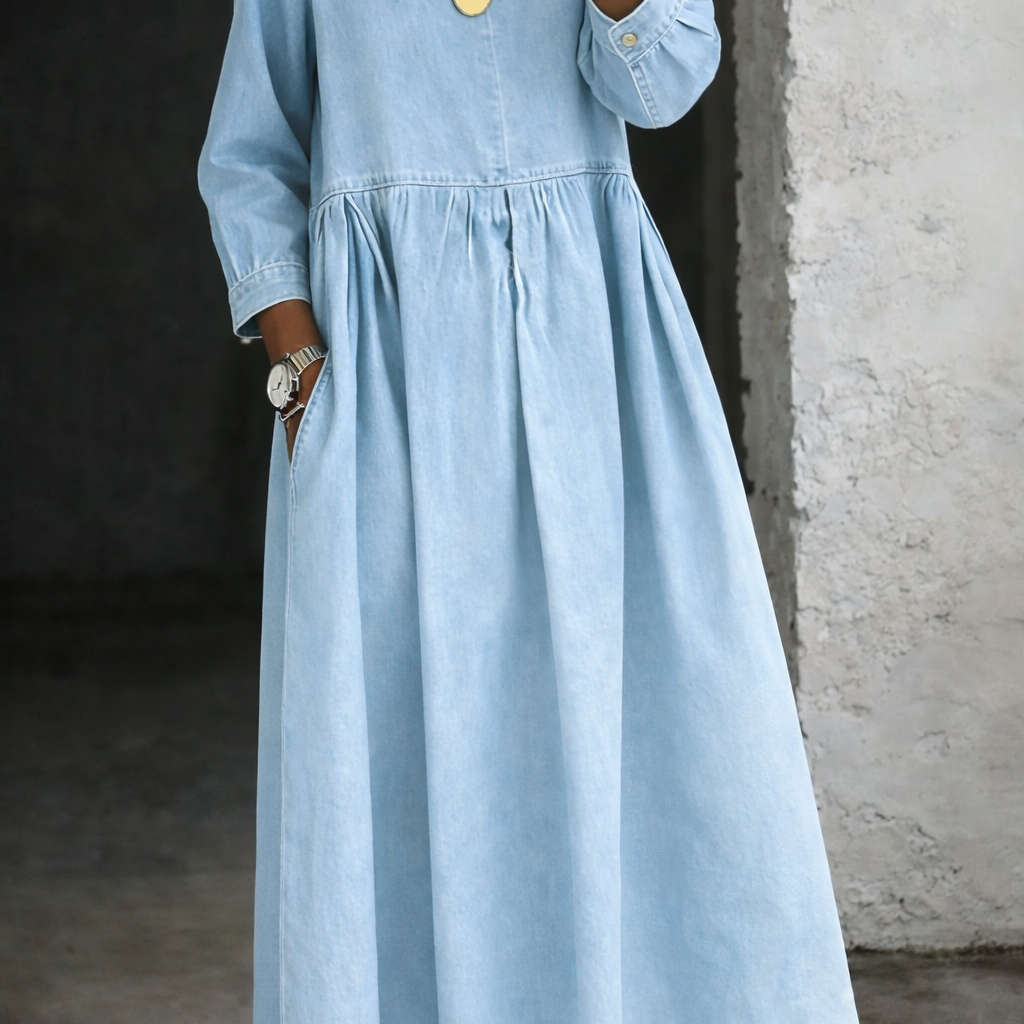 Bettina - Denim Dress with Peter Pan Collar