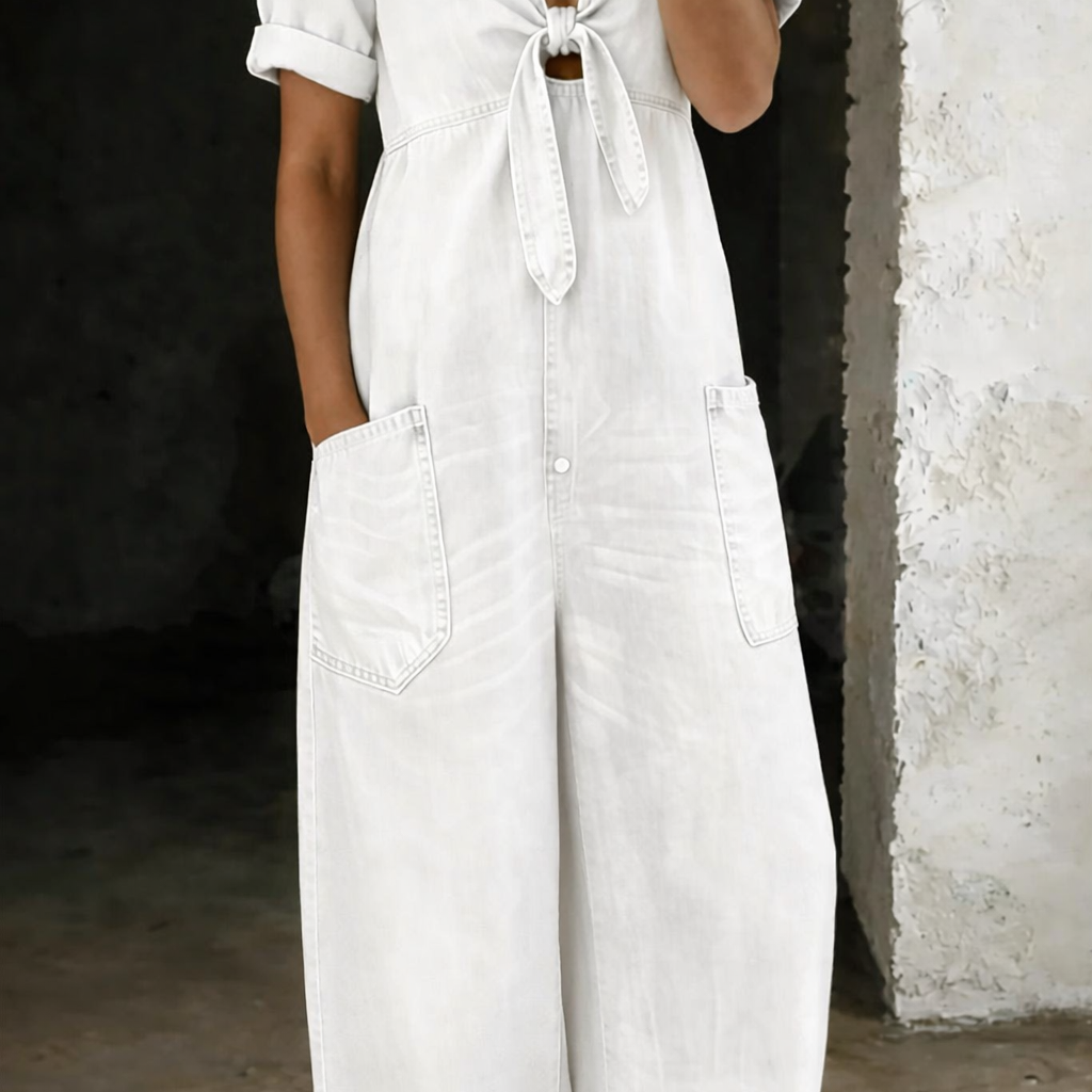 Agnes - Short Sleeve Jumpsuit with V-Neck