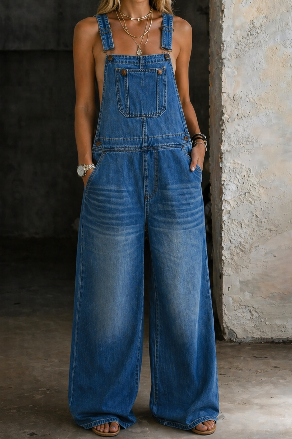 Astrid - Denim-Latzhose mit Elastischem Bund