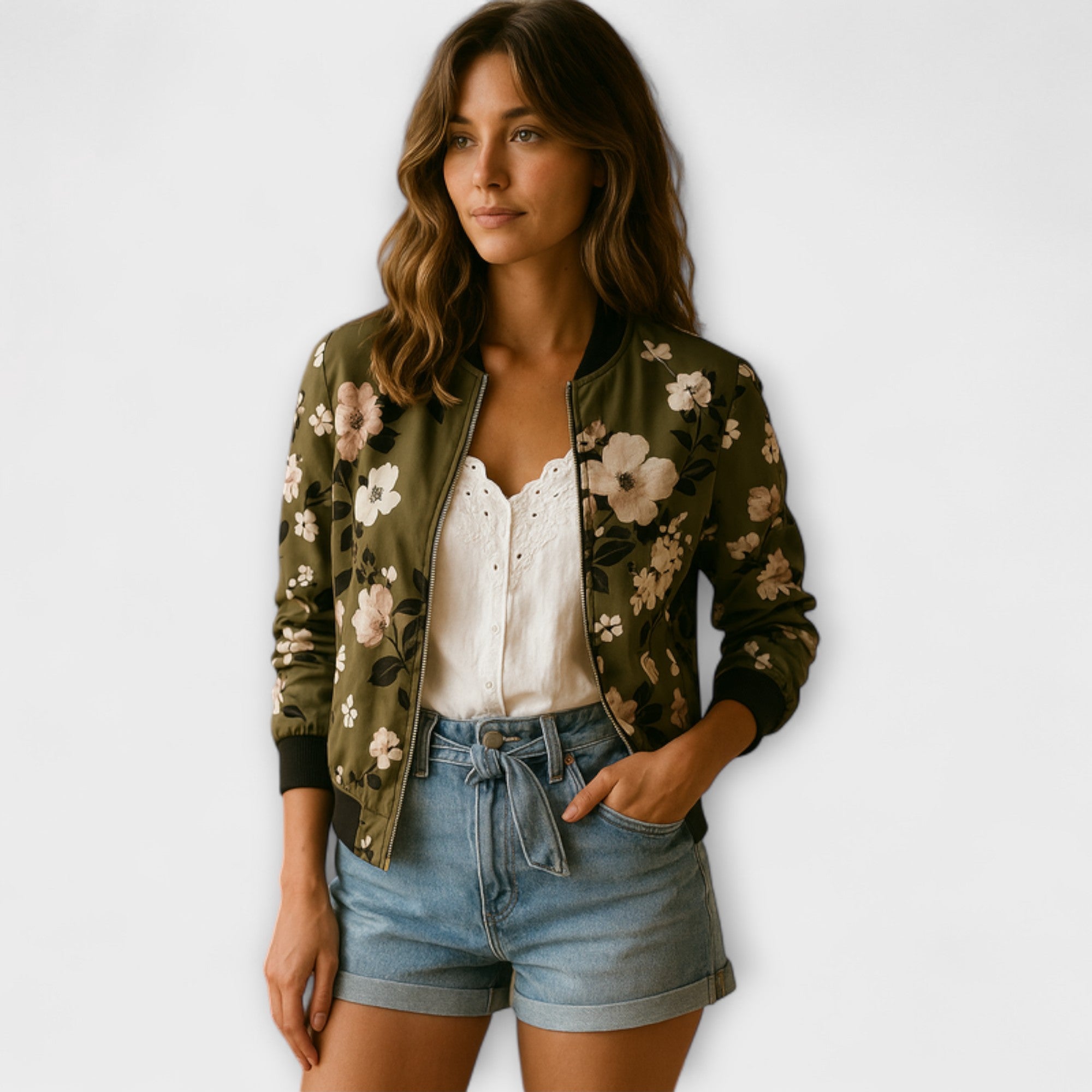 Ophelia - Elegant Floral Bomber Jacket