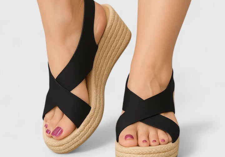 Bellany | Cross-Strap Wedge Sandals