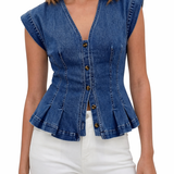Dorothea - Denim-Top mit V-Ausschnitt