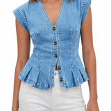 Dorothea - Denim-Top mit V-Ausschnitt