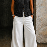 Dorothea - Denim-Top mit V-Ausschnitt