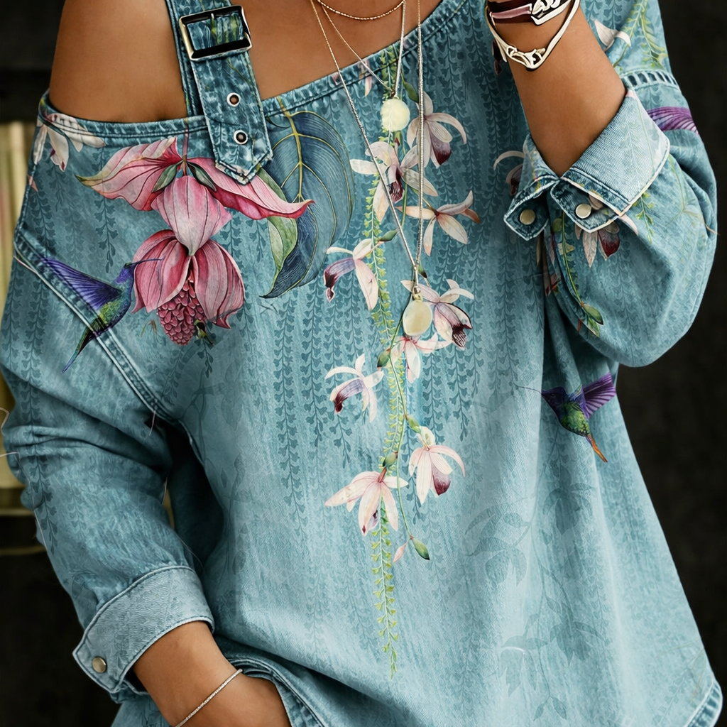 Elsbeth - Off-Shoulder Denim Top