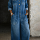 Alwine - Denim Jumpsuit mit schulterfreien Trägern