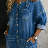 Alwine - Denim Jumpsuit mit schulterfreien Trägern