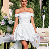 Danyal Off Shoulder Ruched Satin Dress