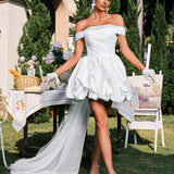 Danyal Off Shoulder Ruched Satin Dress