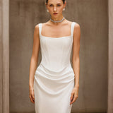 Duyen Sleeveless Corset Maxi Dress In White