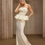 Dysis Strapless Pleated Maxi Dress