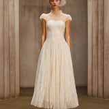 Dyzma Sequin Lace Midi Dress In White