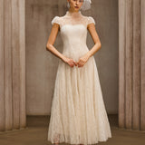 Dyzma Sequin Lace Midi Dress In White