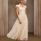 Dyzma Sequin Lace Midi Dress In White