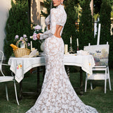Edalene Long Sleeve Flower Cutout Lace Maxi Dress