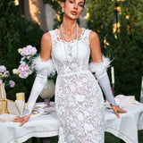 Edison Plunge Neck Floral Lace Maxi Dress