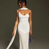 Emine Strapless Draped Bandage Maxi Dress