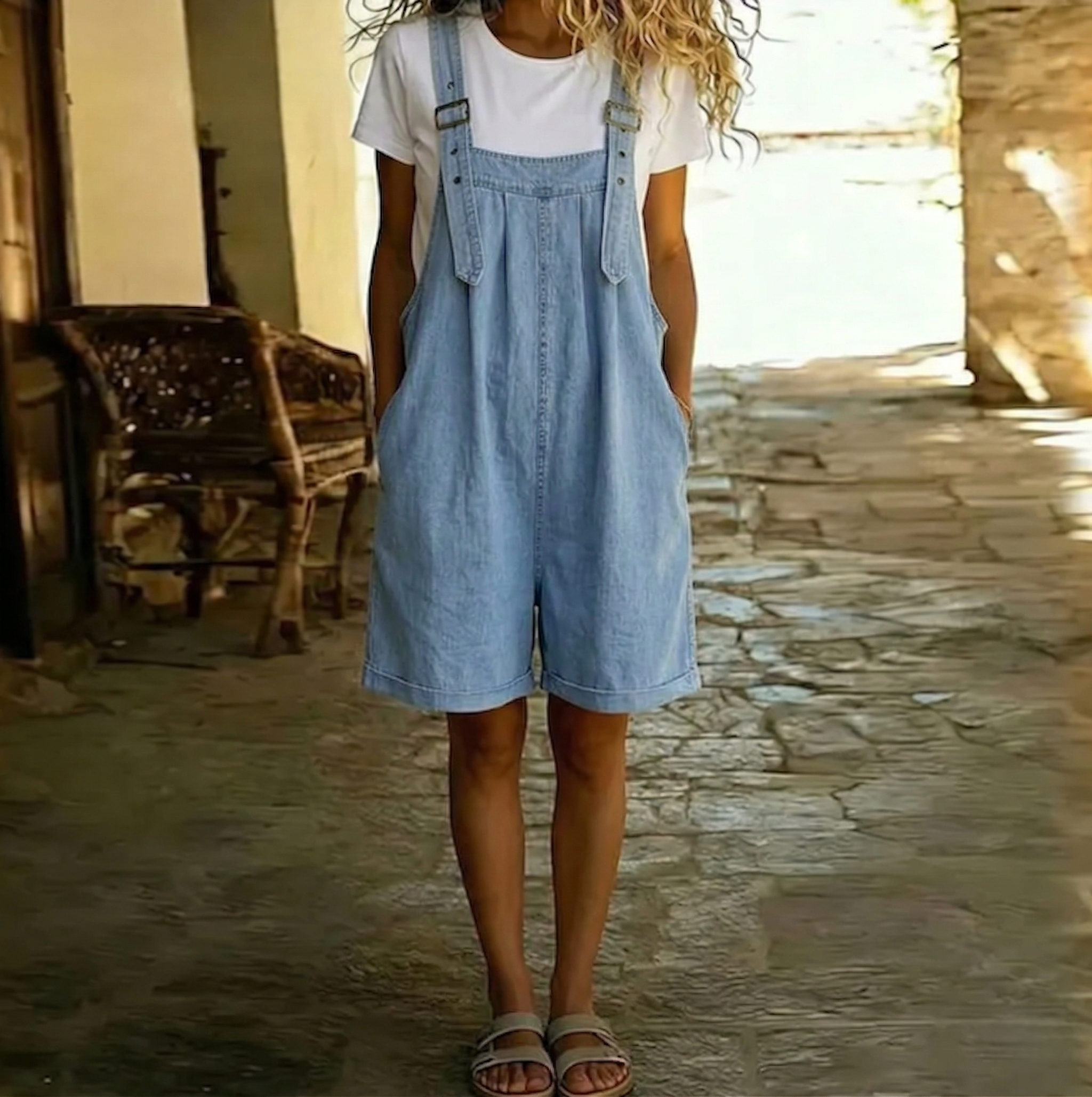 Antje - Kurze Denim-Overall mit weichem Baumwoll-Touch