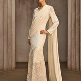 Noxavelle V Neck Draped Sequin Maxi Dress